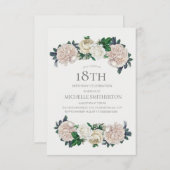 Elegant Ivory Cream Floral 18e verjaardag Kaart (Voorkant / Achterkant)