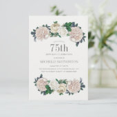Elegant Ivory Cream Floral 75e verjaardag Kaart (Staand voorkant)