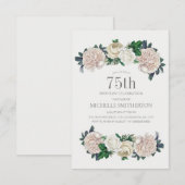 Elegant Ivory Cream Floral 75e verjaardag Kaart (Voorkant / Achterkant)