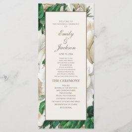 Elegant Ivory Cream  Floral Wedding Programme Programmakaart