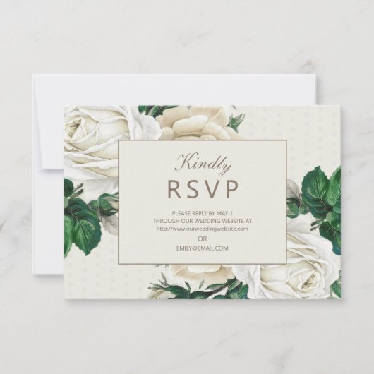Elegant Ivory Cream Floral Wedding RSVP (Voorkant)