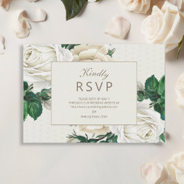 Elegant Ivory Cream Floral Wedding RSVP Kaartje