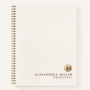 Elegant Ivory Cream Gold Monogram Notitieboek