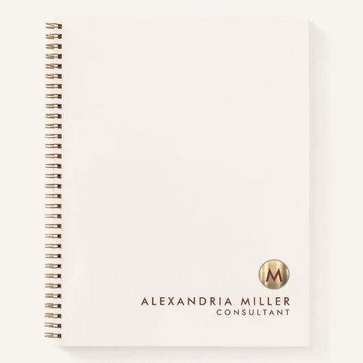 Elegant Ivory Cream Gold Monogram Notitieboek (Voorkant)