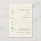 Elegant Ivory Cream Minimalist Wedding Informatiekaartje (Voorkant)