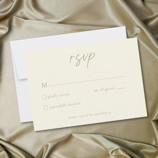 Elegant Ivory Cream Minimalist Wedding RSVP Kaartje