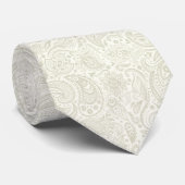 Elegant Ivory Cream  Paisley Patroon Stropdas (Opgerold)