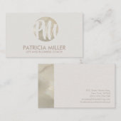 Elegant Ivory Cream Pearl Monogram Visitekaartje (Voorkant / Achterkant)