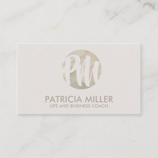 Elegant Ivory Cream Pearl Monogram Visitekaartje (Voorkant)