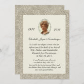 Elegant Ivory Damask Foto Death Announement Aankondiging (Voorkant / Achterkant)
