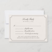 Elegant Ivory Double Frame Wedding RSVP Card Kaartje (Voorkant)