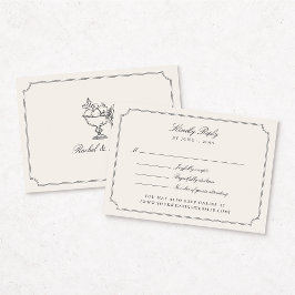 Elegant Ivory Double Frame Wedding RSVP Card Kaartje