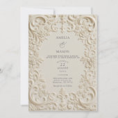 Elegant Ivory Embossed Style Baroque Wedding Kaart (Voorkant)