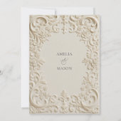 Elegant Ivory Embossed Style Baroque Wedding Kaart (Achterkant)
