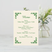 Elegant Ivory & Emerald Floral Wedding Menu (Staand voorkant)