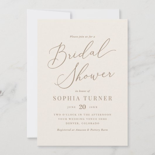 Elegant Ivory en Gold Calligraphy Vrijgezellenfees Kaart (Voorkant)