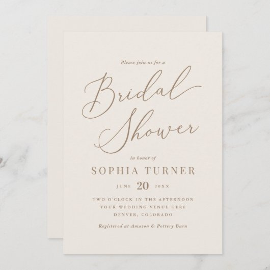 Elegant Ivory en Gold Calligraphy Vrijgezellenfees Kaart (Voorkant / Achterkant)