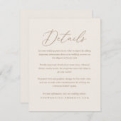 Elegant Ivory en Gold Calligraphy Wedding Details Informatiekaartje (Voorkant / Achterkant)