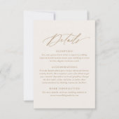 Elegant Ivory en Gold Calligraphy Wedding Details RSVP Kaartje (Voorkant)