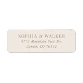 Elegant Ivory en Gold Wedding Return-adres Etiket (Voorkant)