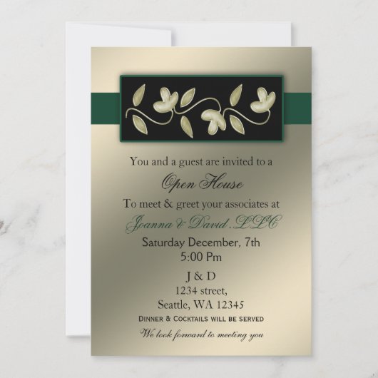 Elegant Ivory en Green Corporate Party Invitation Kaart (Voorkant)