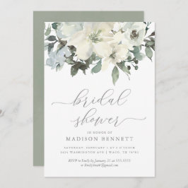 Elegant Ivory en Sage Floral Vrijgezellenfeest Kaart