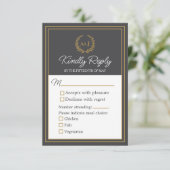 Elegant Ivory Faux Gold 3 Meal Choices Wedding  RSVP Kaartje (Staand voorkant)