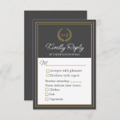 Elegant Ivory Faux Gold 3 Meal Choices Wedding  RSVP Kaartje (Voorkant / Achterkant)
