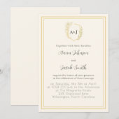 Elegant Ivory & Faux Gold Crest with Floral Accent Kaart (Voorkant / Achterkant)