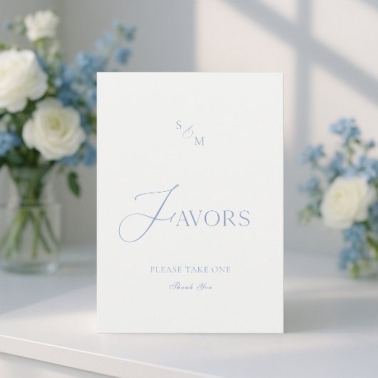 Elegant ivory “Favors” sign Kaart