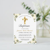Elegant Ivory Floral Baby Baptisme Briefkaart (Staand voorkant)