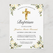 Elegant Ivory Floral Baby Baptisme Briefkaart (Voorkant)