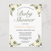 Elegant Ivory Floral Baby shower Uitnodiging (Voorkant)