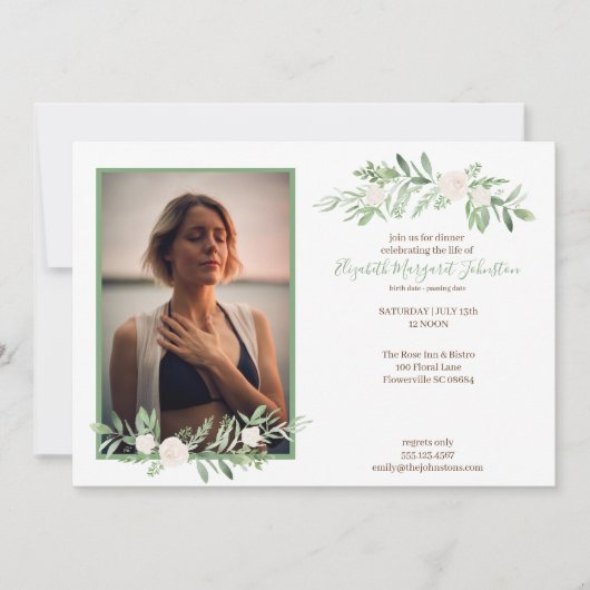 Elegant Ivory Floral Celebration of Life Funeral Bedankkaart (Voorkant)