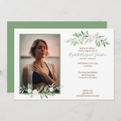 Elegant Ivory Floral Celebration of Life Funeral Bedankkaart (Voorkant / Achterkant)