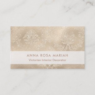 *~* Elegant Ivory  Floral Damask Visitekaartje