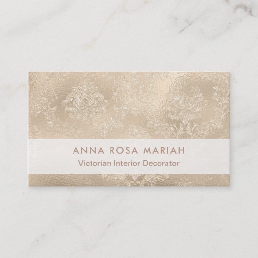 *~* Elegant Ivory  Floral Damask Visitekaartje (Voorkant)