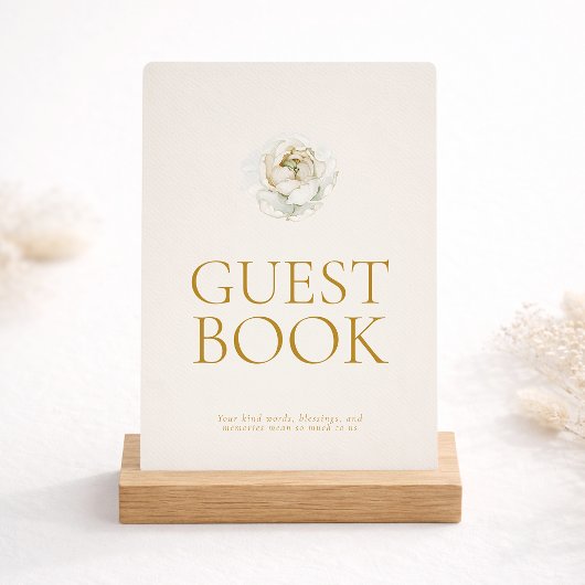 Elegant Ivory Floral Guest Book Sign Kaart