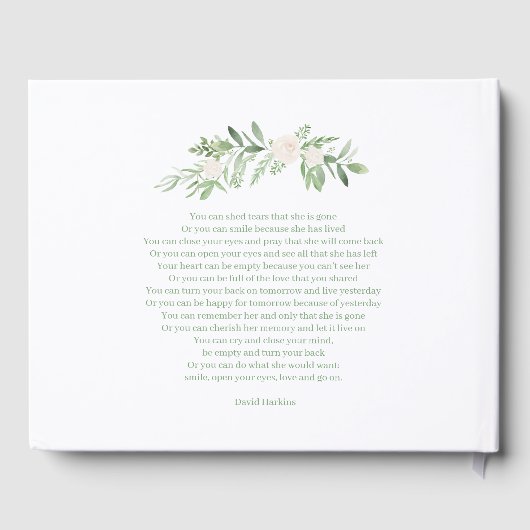 Elegant Ivory Floral houdt van geheugen Funeral Gastenboek (Achterkant)