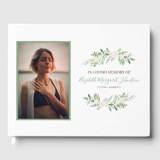 Elegant Ivory Floral houdt van geheugen Funeral Gastenboek (Voorkant)