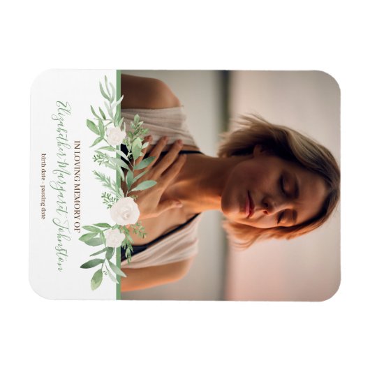 Elegant Ivory Floral houdt van geheugen Funeral Magneet (Horizontaal)