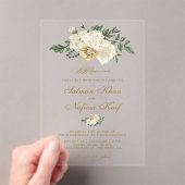 Elegant Ivory Floral Islamic Muslim Wedding Acryl Uitnodigingen (Insitu (Draagbaar))