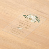 Elegant Ivory Floral Islamic Muslim Wedding Acryl Uitnodigingen (Laagn)