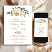 Elegant Ivory Floral Islamic Muslim Wedding Kaart