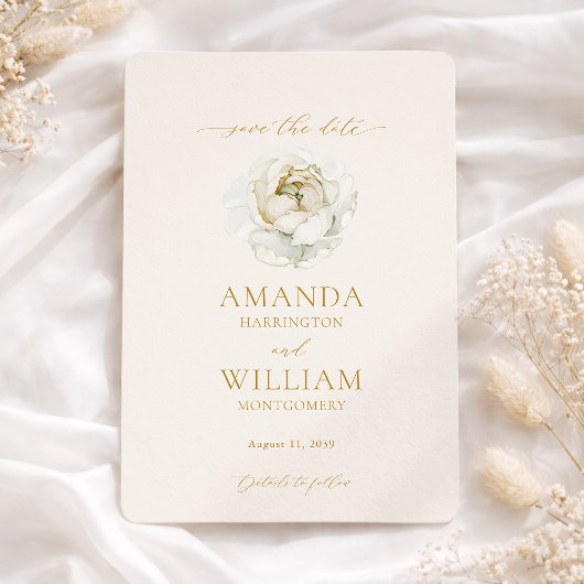 Elegant Ivory Floral Save the Date Card Kaart