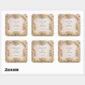 Elegant Ivory Floral Scroll Wedding  Vierkante Sticker (Vel)
