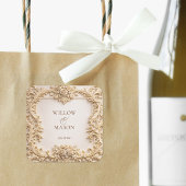 Elegant Ivory Floral Scroll Wedding Vierkante Sticker