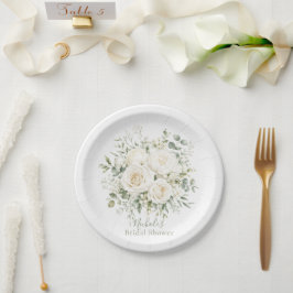 Elegant Ivory Floral Wedding Bridal Shower  Papieren Bordje