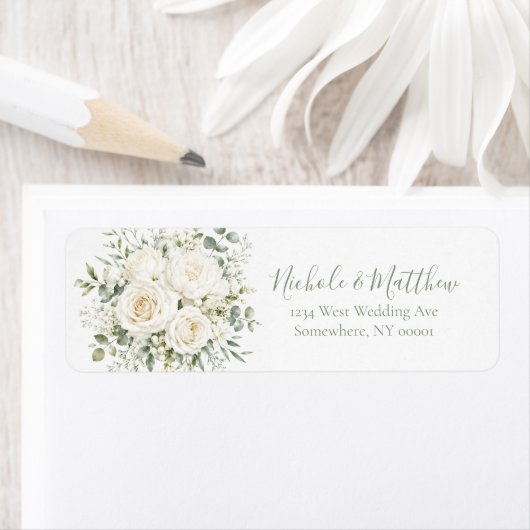 Elegant Ivory Floral Wedding Etiket (Insitu)