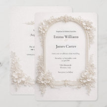 Elegant Ivory Floral Wedding Invitation.
